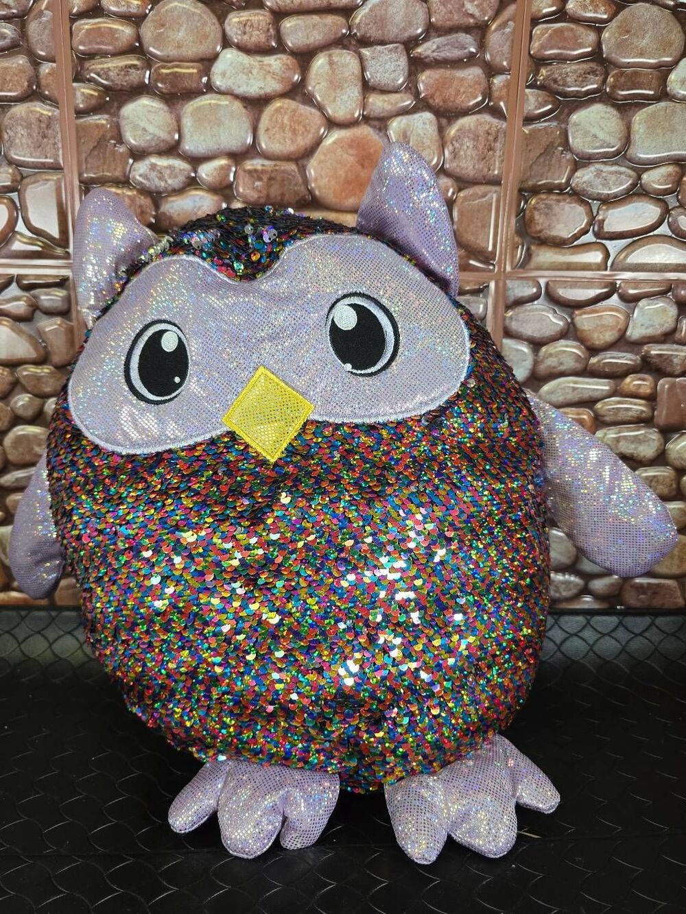 SHIMMEEZ, Large Size Leo Owl, Sequin Plush Stuffed Animal #A82